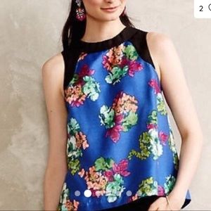 Anthropologie HD Paris floral top with zipper back